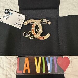 CHANEL Gold and Crystal Brooch